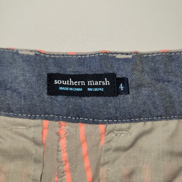 Southern Marsh Turner Stripe Brighton Shorts Gray & Salmon Seersucker Size 4 - Picture 3 of 9
